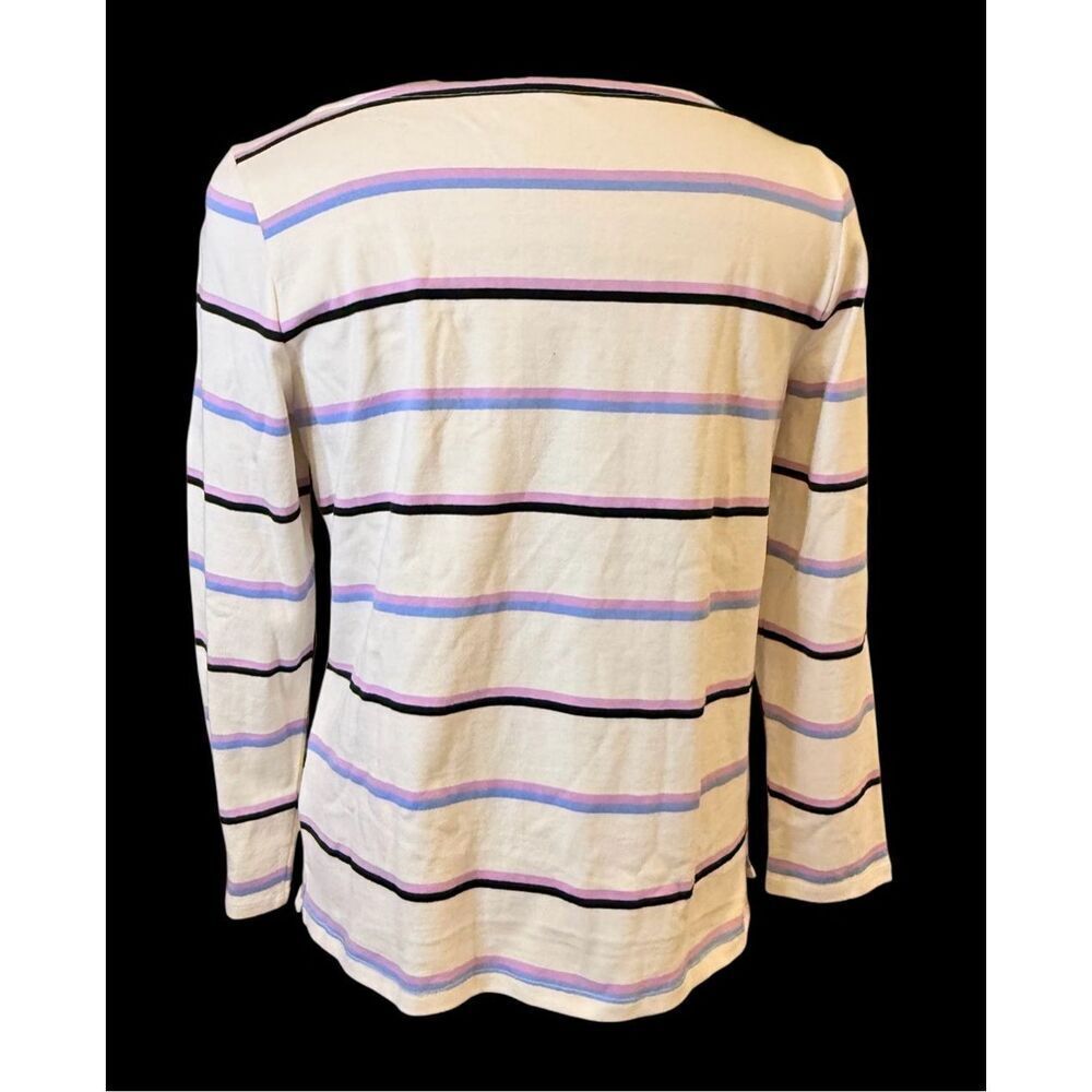 Talbots Striped Cotton Multicolor Long Sleeve Boatneck Pullover Shirt LP Set of - Picture 13 of 16
